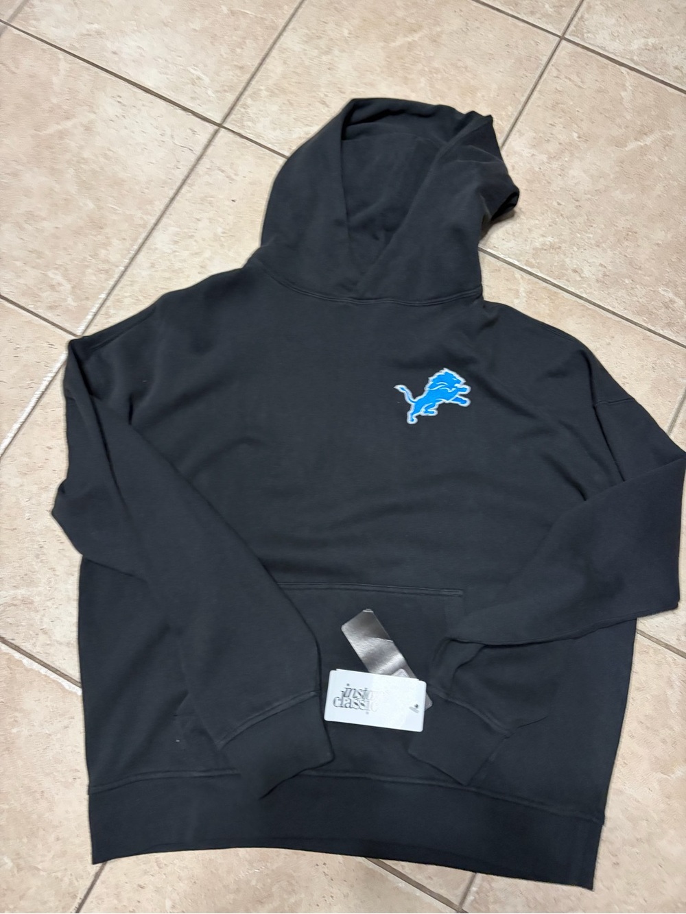 NFL Black Crewneck Hoodie with Light Blue Lion Logo